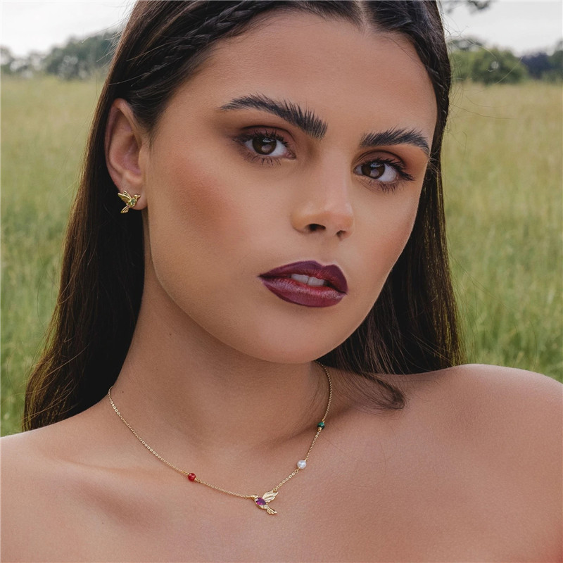 Fashion Bird Sterling Silver Ear Studs Plating Zircon 925 Silver Earrings