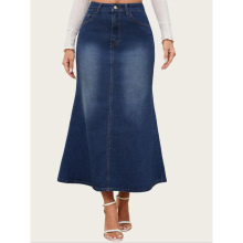 D 44037 Retro denim midi skirt ��ʽ���ſ���ţ�а�ȹ�羳
