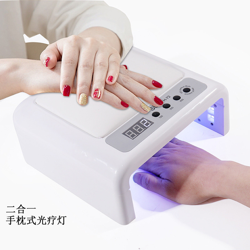 Lámpara de manicuras plegable manicuras tienda con almohada de mano manicuras asador 72 lámparas de lámpara de esmalte de manicuras dos manos luz de terapia transfronteriza