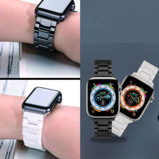Suitable for apple Watch ceramic strap apple watch8 small waist one bead tank grain three beads strap