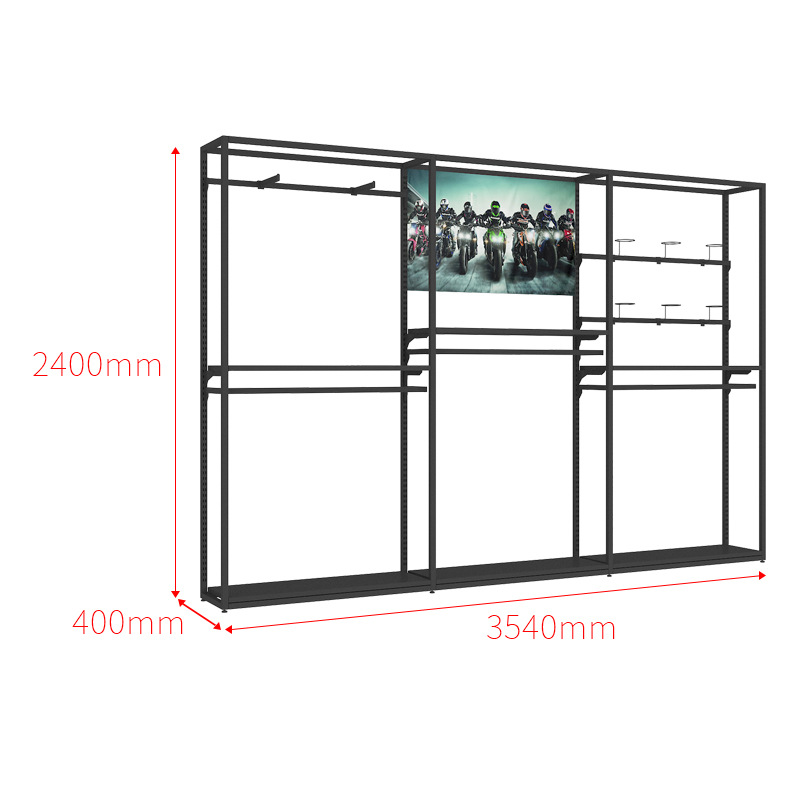 Equipo de la motocicleta eléctrica pantalla rack ciclismo ropa vitrina bicicleta motocicleta casco rack ropa deportiva rack