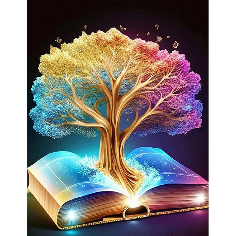 Pequeño libro rojo nuevo lleno de pintura de diamante árbol de vida DIY bordado de diamante pintura decorativa sala de estar fábrica de suministro transfronterizo al por mayor