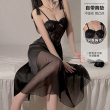 瑰若胸垫钢圈聚拢睡衣诱惑镂空性感蕾丝吊带睡裙家居服套装P4264