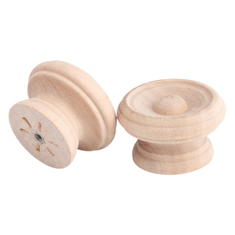 Round Wooden Mushroom-Shaped Handle Single-Hole Drawer Handle Cabinet Handle Solid Wood Handle Furniture Wardrobe Accessories