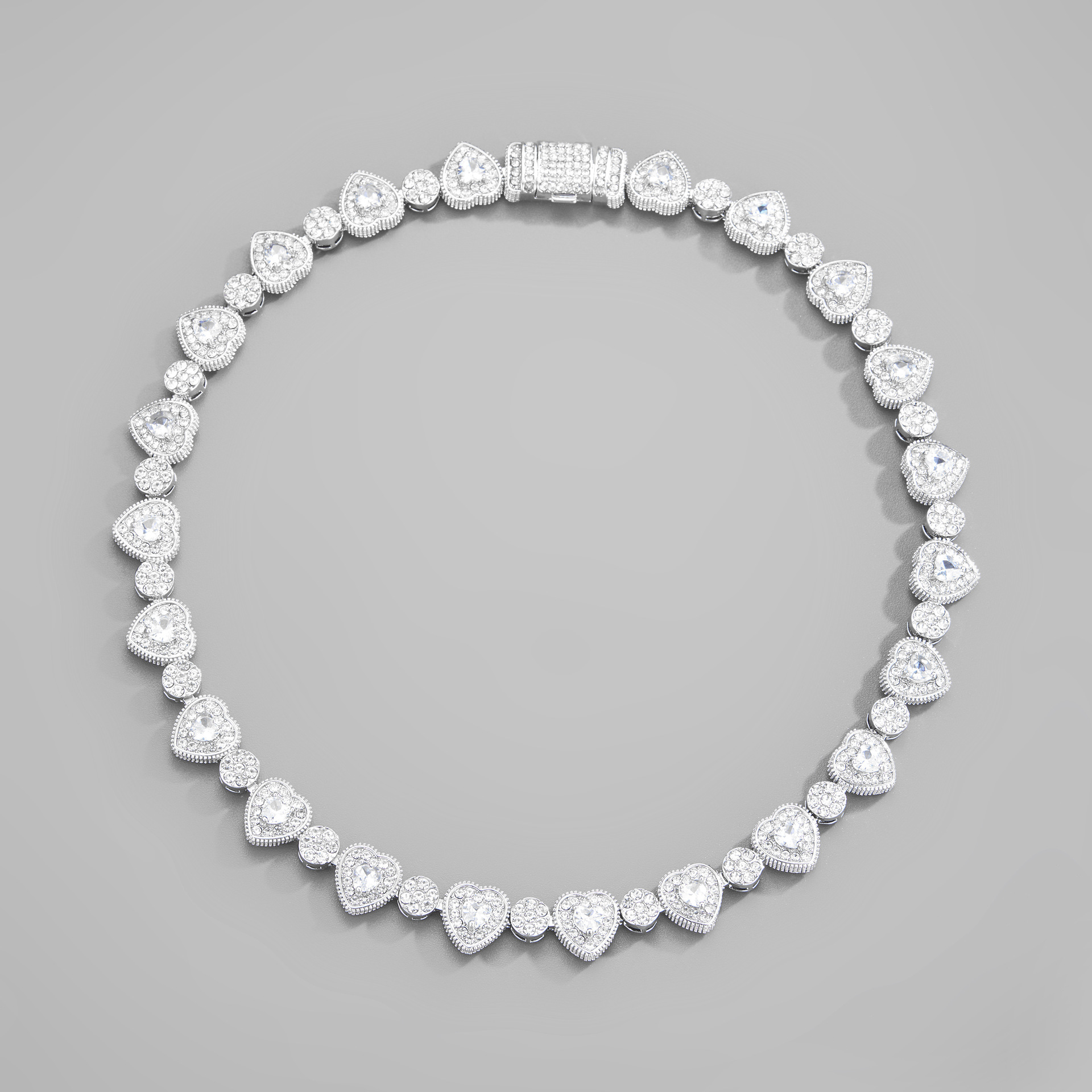 Fashion Heart Shape Alloy Inlay Rhinestones Unisex Necklace 1 Piece