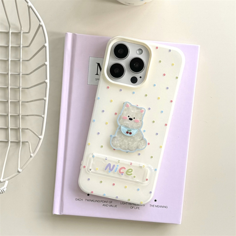 Punto de onda de color estilo ins tridimensional West Highland para iPhone14 funda para teléfono móvil 15ProMax Apple 13/12 hembra