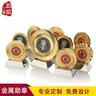 锌合金立体浮雕纪念盘定制企业商会活动纪念摆件240mm地标logo