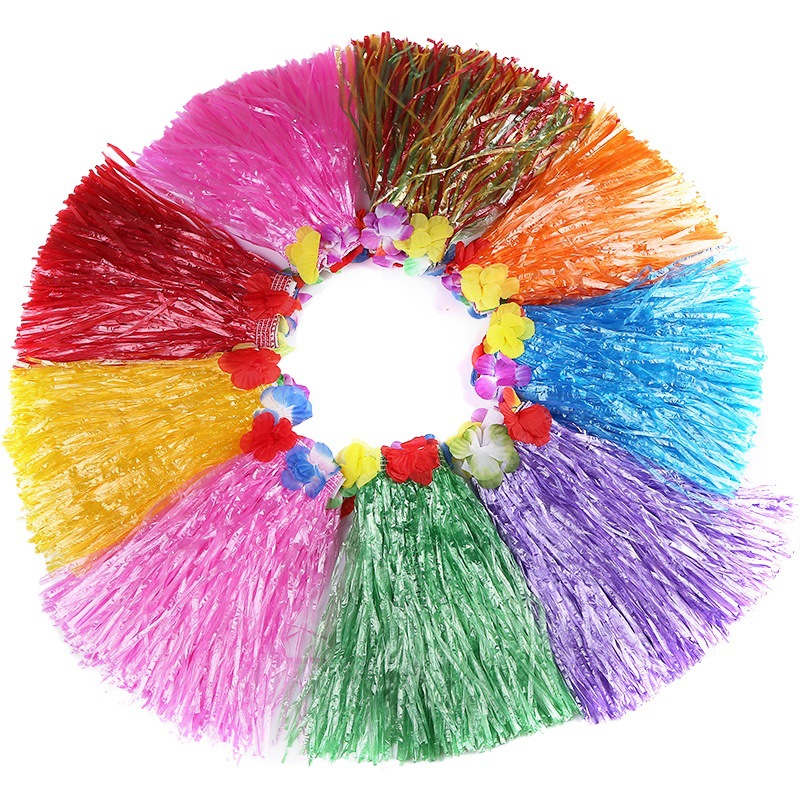 Fiesta transfronteriza danza falda de paja niños adultos vestido Hawaiano hasta traje de rendimiento de danza hula traje 30cm