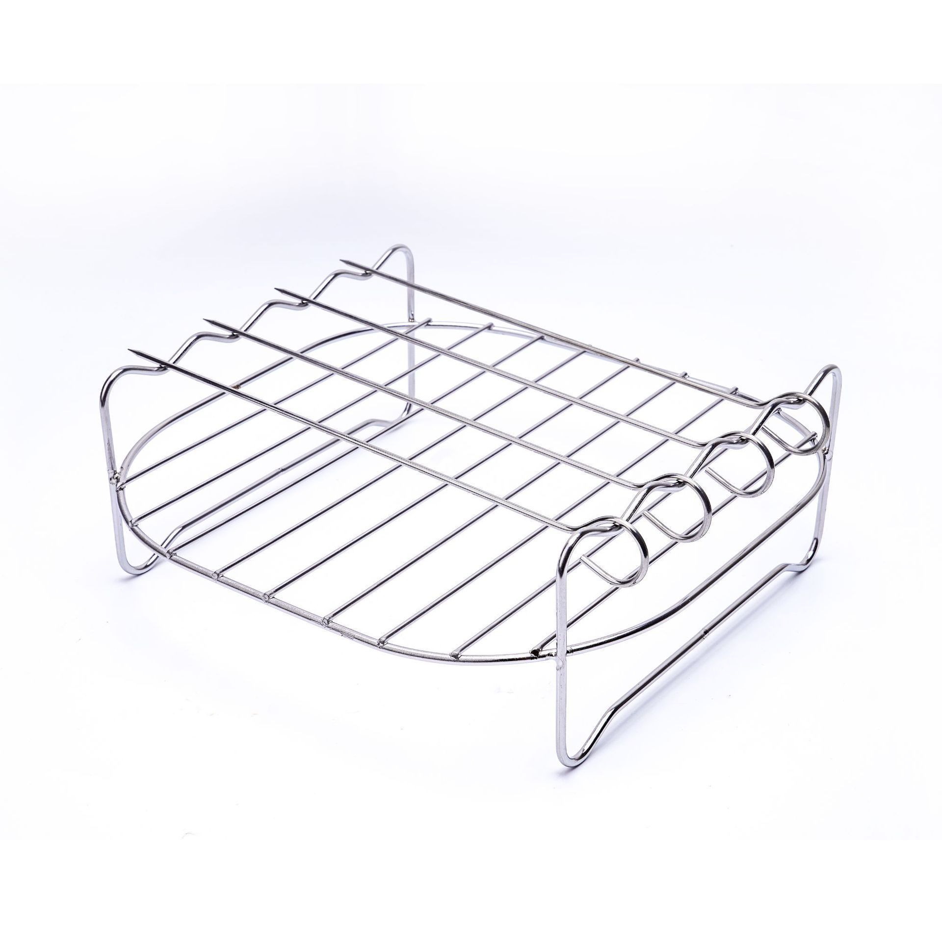 Air Fryer Grill Rack, Round Three-Layer Stackable Toast Steaming Rack, 304 Stainless Steel Double-Layer Skewer Rack
