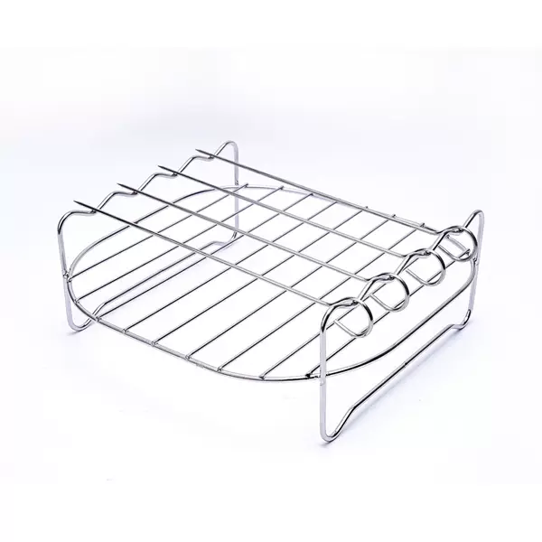 Air Fryer Grill Rack, Round Three-Layer Stackable Toast Steaming Rack, 304 Stainless Steel Double-Layer Skewer Rack