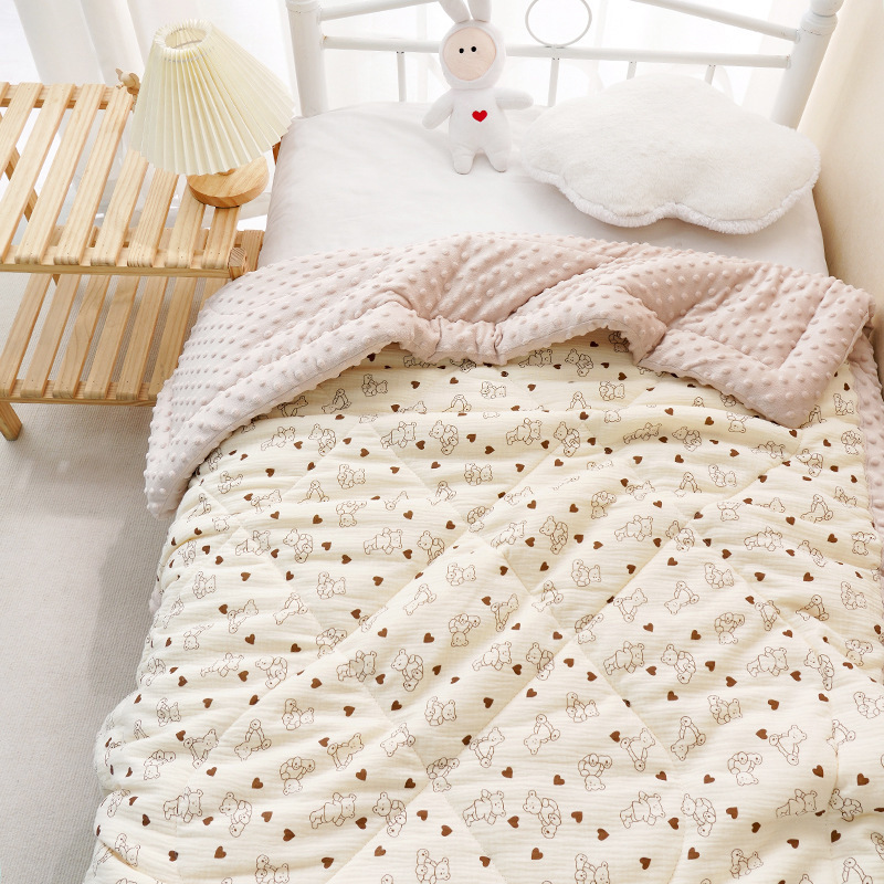 Beanbean Blanket Newborn Winter Fall Infant Baby Blanket Soothing Covering Blanket Children Kindergarten Four Seasons Fleece Blanket Swaddle