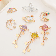 新款合金镶钻星球diy饰品配件星星月亮水钻手机壳洞洞鞋装饰材料