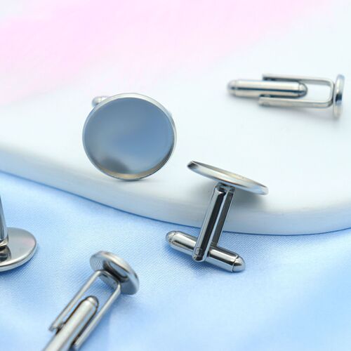 Manufacturer wholesale stainless steel French cufflinks welded round multi-specification time gem base clothing metal accessories