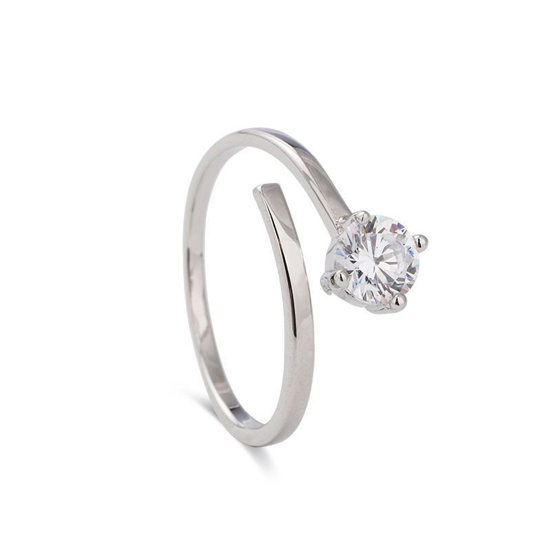925 anillo de diamante de plata esterlina para mujeres japonesas estilo coreano simple nicho de diseño de alto nivel sensación de anillo de zircon apertura ajustable