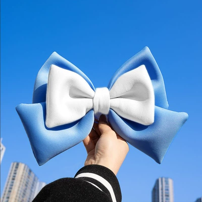 helmet accessories cartoon multicolor Motosiklet dəbilqələri - big-blue-and-white-bow