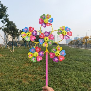 Large Six-wheel Cartoon Sequins Smiley Windmill Children's Traditional Nostalgic Outdoor Toys Scenic Spot Stall Hot Supply