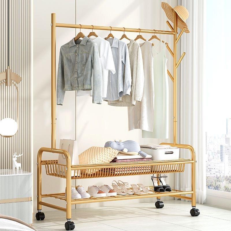 simple and easy Clothes hanger to ground fold balcony indoor Storage bedroom household clothes Shelf Bag Rack Coat rack