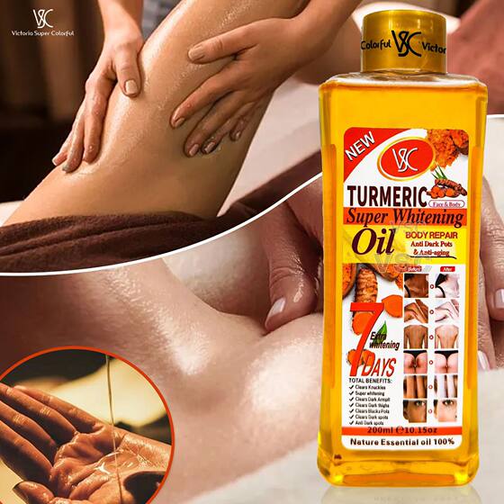 Foreign trade 7 days repair brightening VC essential oil moisturizing collaterals turmeric essential oil body massage almond massage oil 200ml