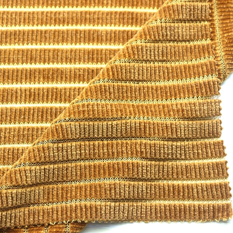横抽条粗针罗纹雪尼尔半边绒全涤粗针螺纹雪尼尔罗纹半边绒布面料