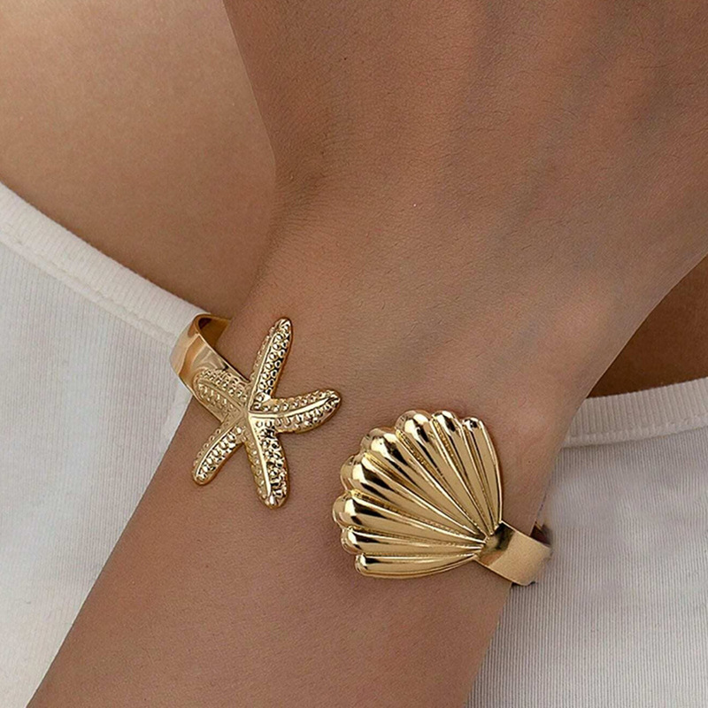 European and American Cross-border Trend Ocean Wind Starfish Shell Bracelet Elegant Personality Beach Holiday Style Stainless Steel Bracelet