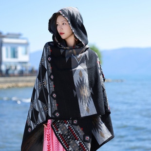 Retro Ethnic Style Cloak, New Shawl, New Knitted Imitation Cashmere, Yunnan, Xizang, Xinjiang Travel High-End Sense