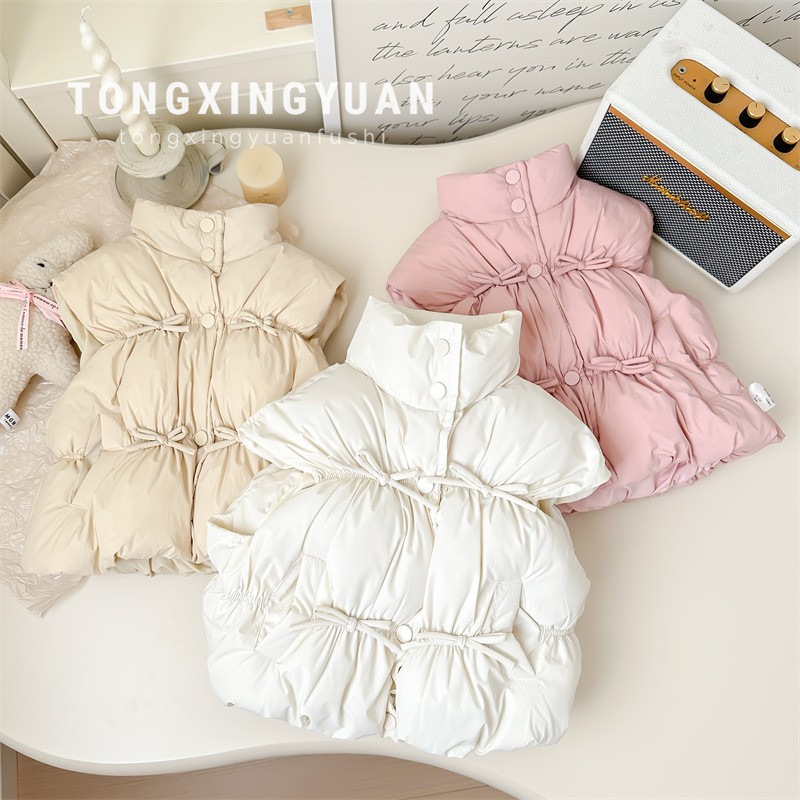 Chaleco de invierno de niñas 2025 nuevo estilo de ropa de invierno de niñas extranjera ropa de algodón gruesa chaleco chaqueta chaqueta chaqueta para niños chaqueta cálida