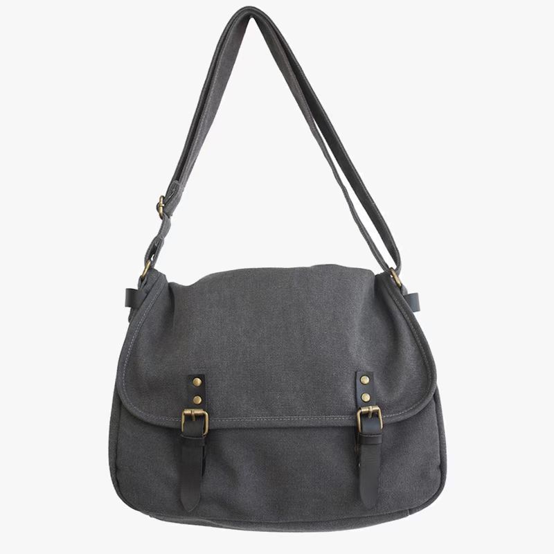 Bolsa de tela de moda japonesa, bolso de lona retrógrado casual para hombres, bolso de hombro de estilo perezoso, bolso de correo simple para hombres.