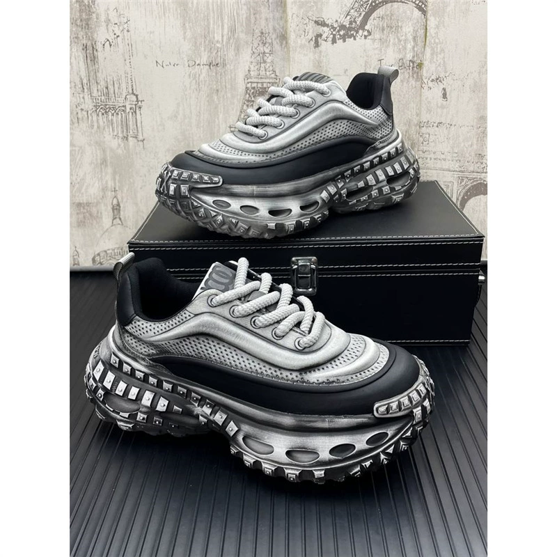 2024 осень новая мужская ретро папочка обувь на толстой подошве