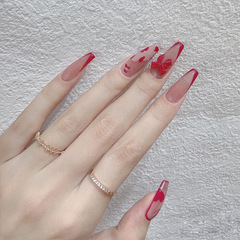 穿戴甲美甲貼片指甲貼片假指甲成品可拆卸蝴蝶結甲指甲貼X22