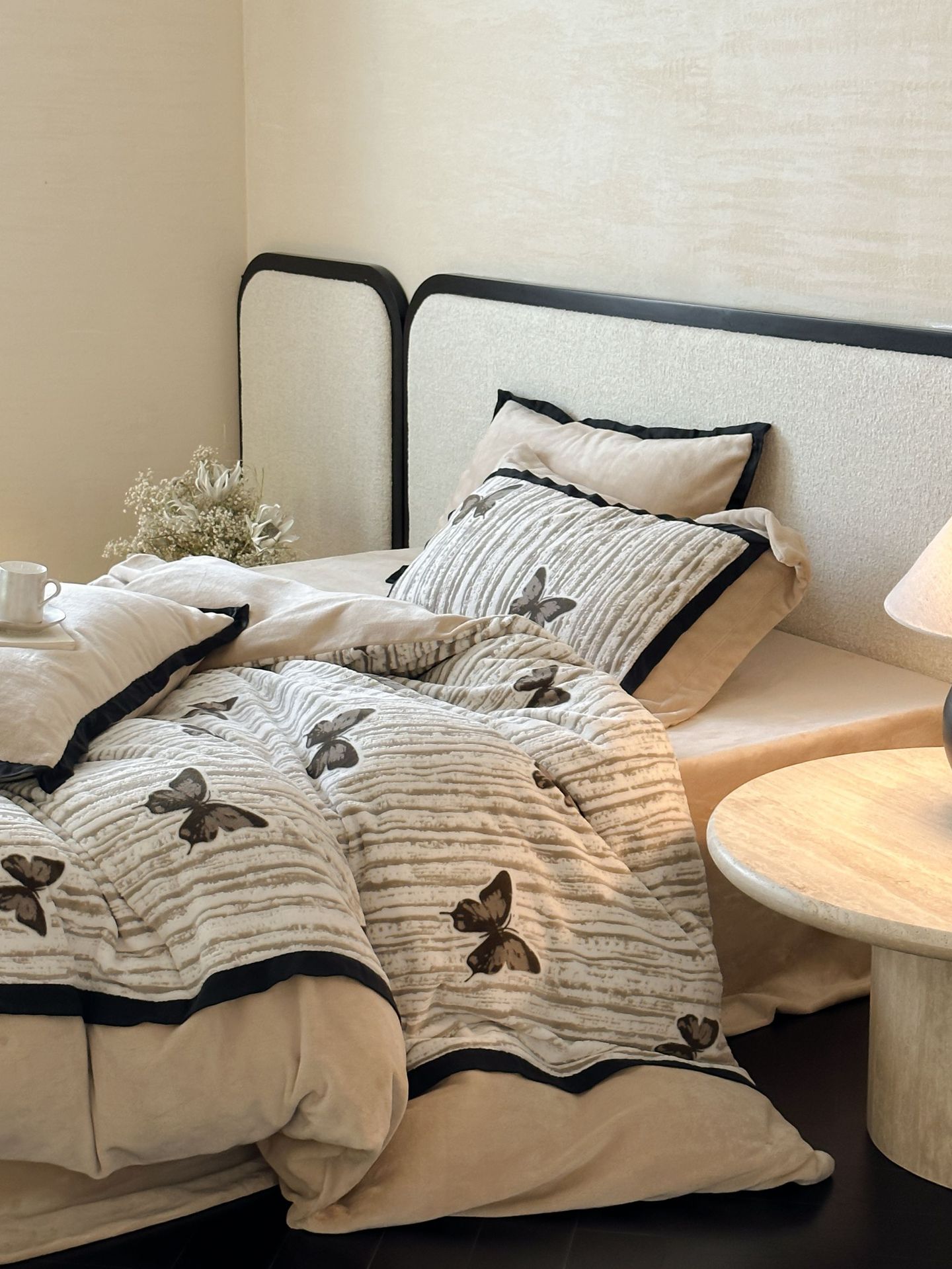 Conjunto de roupa de cama vintage estilo francês veludo_voghion.com