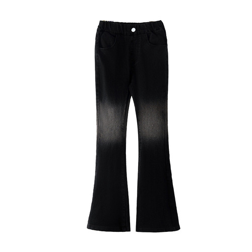 Kids' Fall Pants - Loose Straight Leg Casual Gradient Bell Bottoms for Girls - Stylish Black Denim Jeans Wholesale