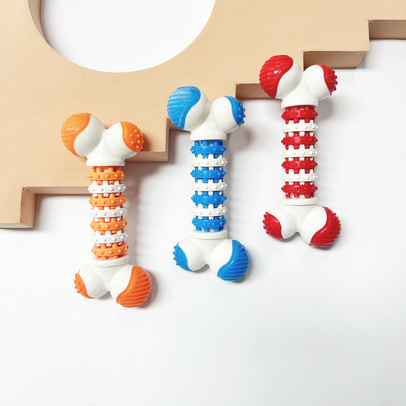 Nuevos productos transfronterizos para mascotas juguetes para perros TPR huesos de engranajes multicolores resistentes al desgaste dientes limpios juguetes para mascotas al por mayor