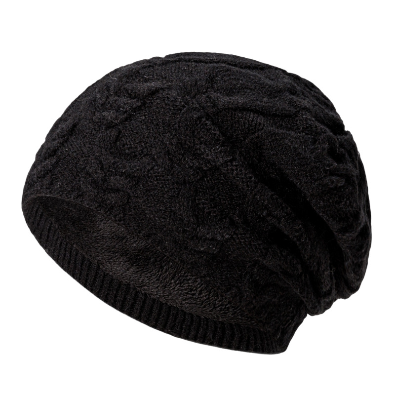 New Pullover Men, Winter Outdoor Solid Color Twisted Flower Plush Warm Knitted Wool Hat For Women_voghion.com