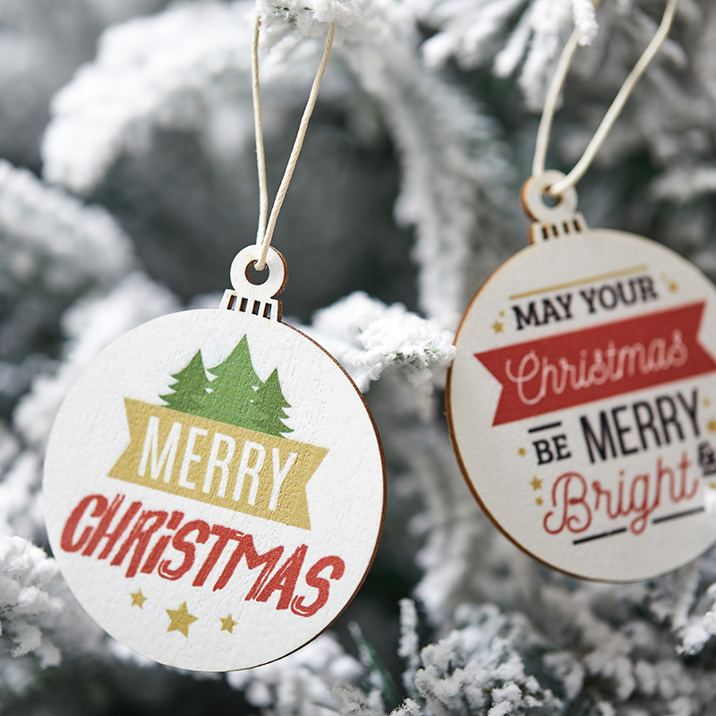 Madera de madera viejos colgantes de Navidad decoraciones de Navidad colgantes de bola de impresión colgantes de árbol de Navidad