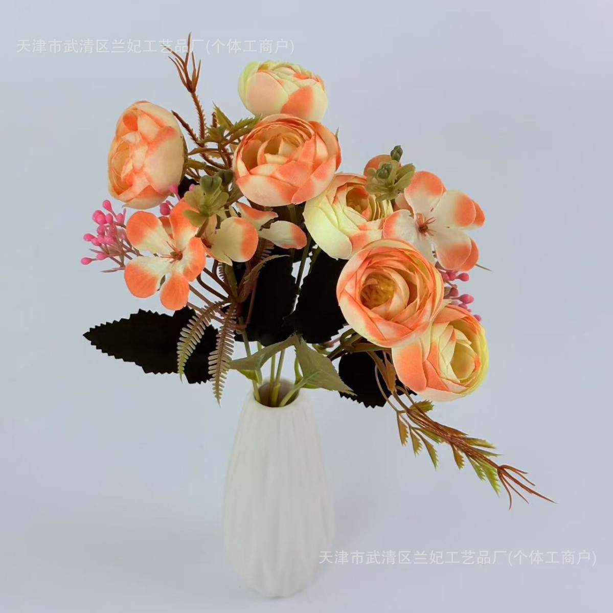 Simulación de colores otoñales, capullos de té, rosas de té, flores pequeñas, flores falsas, decoración del hogar, colocación del hotel, decoración del proyecto, boda transfronteriza