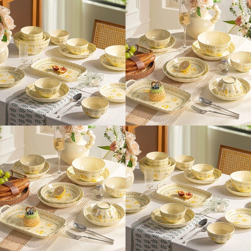 Jingdezhen Set 2026 New Model Underglaze Color Household Ceramic Bowls and Plates Tableware High-Value Bowls and Plates for Housewarming Jingdezhen Set 2026 New Model Underglaze Color Household Ceramic Bowls and Plates Tableware High-Value Bowls and Plates for Housewarming