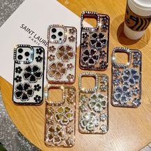 花钻适用苹果iPhone15Promax手机壳电镀14plus奢华钻石跨境亚马逊