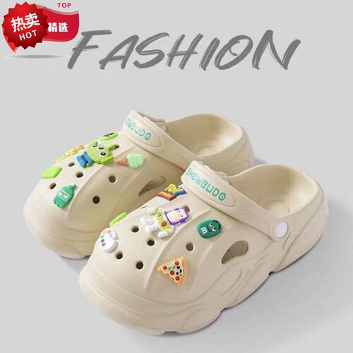 9099 Hole Shoes for Women, Summer Cartoon Cute Three-Eyed Monster Student Couple Versatile Sesame Street DIY Non-Slip Slides