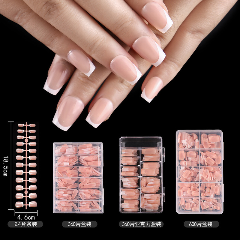 Wear nail short simple nail beauty piece manicure finished French white edge short ballet nail sticker removable nail piece