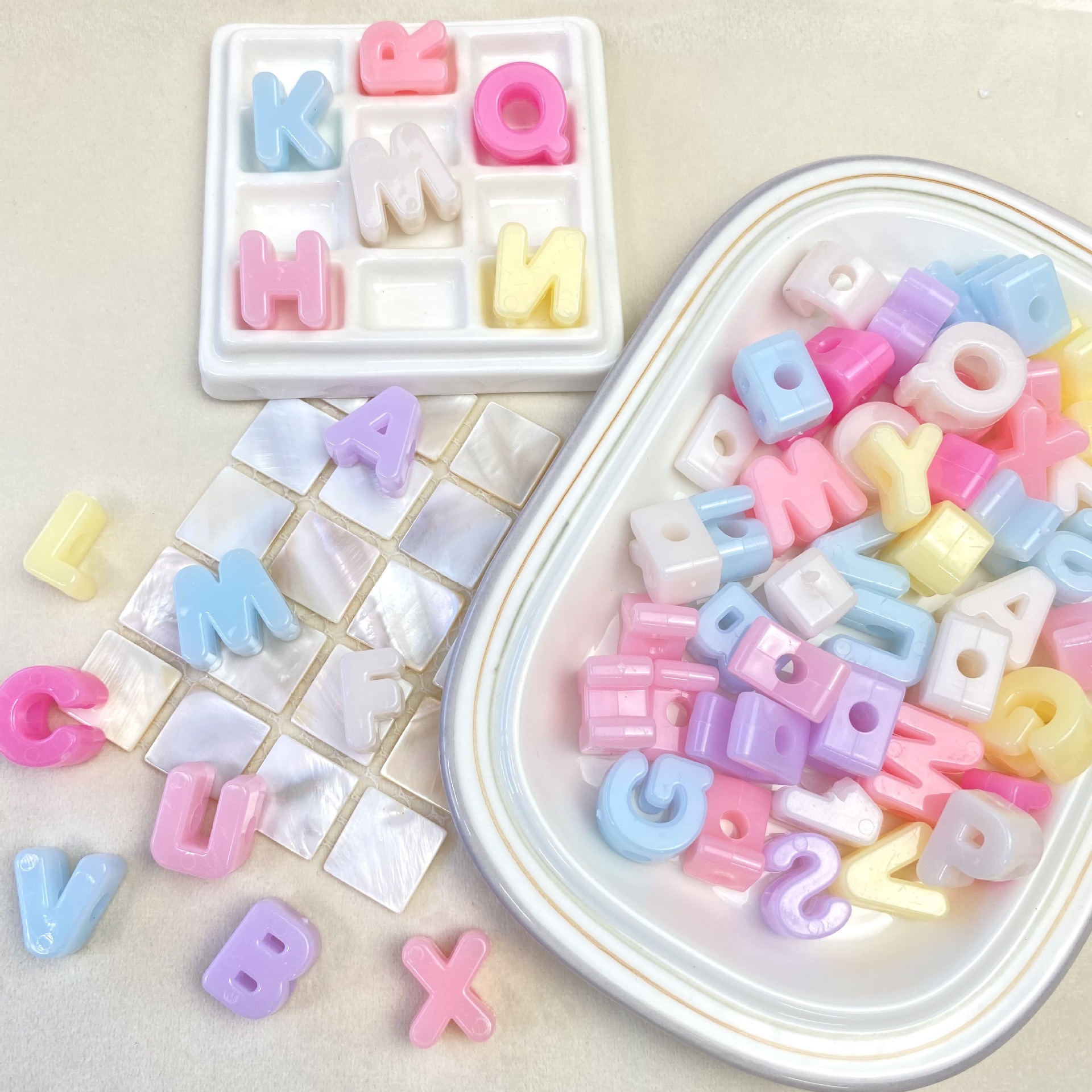 Acrylic English Letter Beads Diy Mobile Phone Chain Accessories Hole...