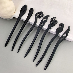 木質盤髮簪子古風造型盤頭髮簪DIY頭飾髮釵實木日常古典漢服髮飾