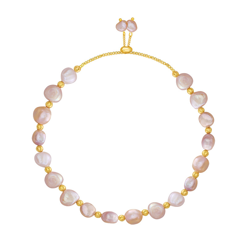 Round Pattern Women'S Gender Beaded, Plating Design Elegant Simple Style Round Imitation Pearl Beaded Plating Women's Bracelets