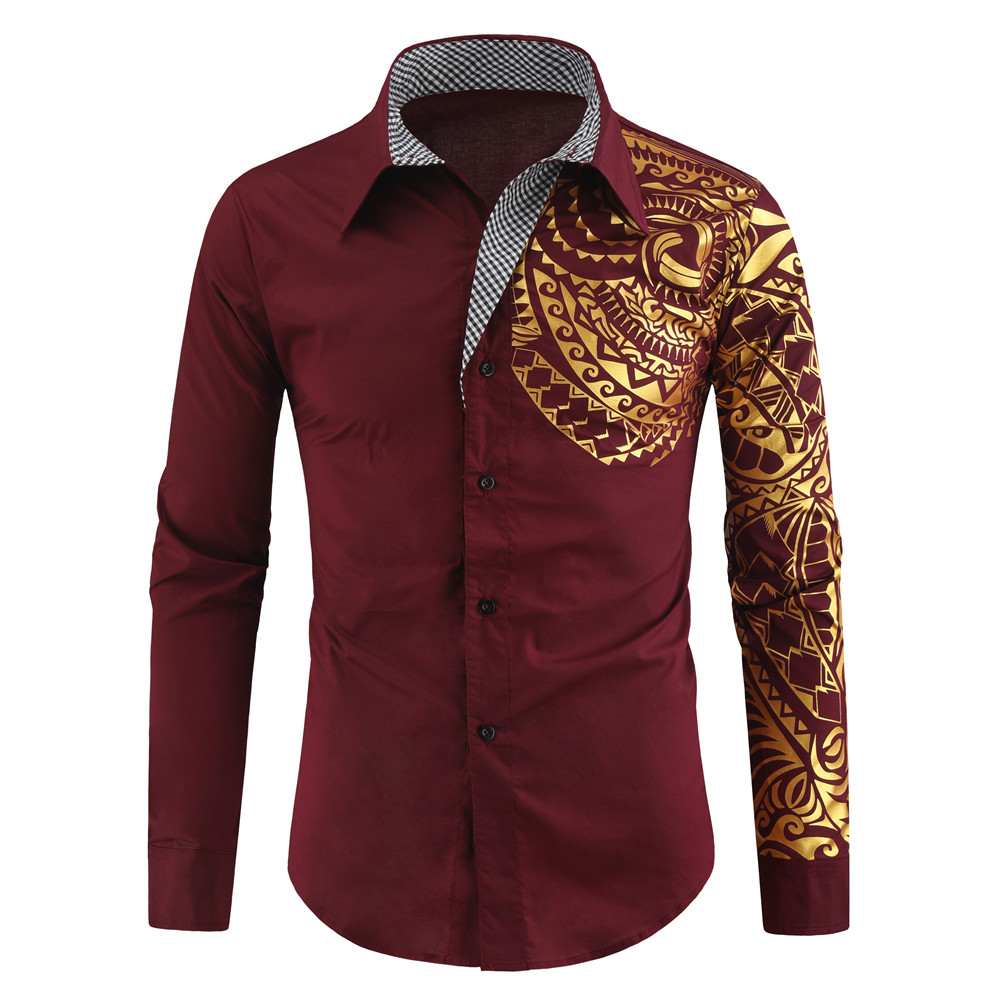 Ditsy Floral Pattern Wholesale Men's British Style Ditsy Floral Long Sleeve Men's Tops