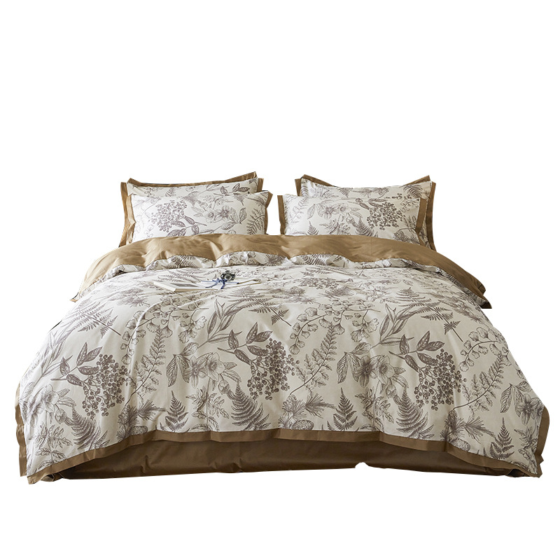 Retro estilo americano 100S algodón de lana larga cuatro piezas de algodón colchón de algodón cuatro piezas de sábanas de cama de alta calidad