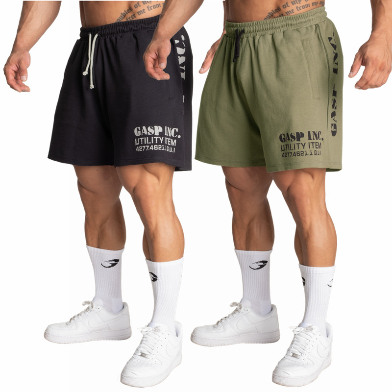 GASP fitness bodybuilding summer new sports running basketball ultra short muscle waffle shorts one-piece delivery