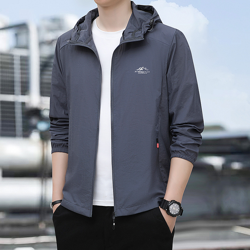 Ropa de protección solar transfronteriza chaqueta de hombre anti-UV chaqueta de piel de verano chaqueta de protección solar de seda de hielo con capuchón super delgada chaqueta de gran tamaño image 8