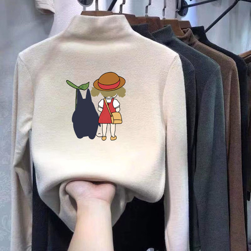 Children's velvet long-sleeved bottomed shirt spring and autumn new product printed Western-style casual t-shirt for girls and babies all-match top T-shirt trend