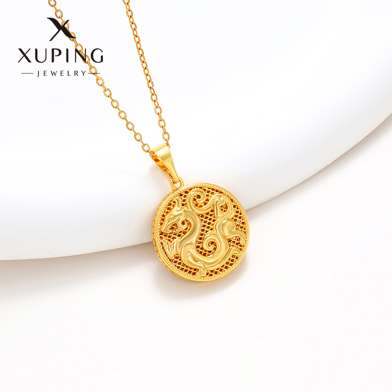 Xuping aleación de cobre chapado en oro geométrico redondo hueco colgante Fukuoka para hombres y mujeres estilo nacional colgante retro colgante