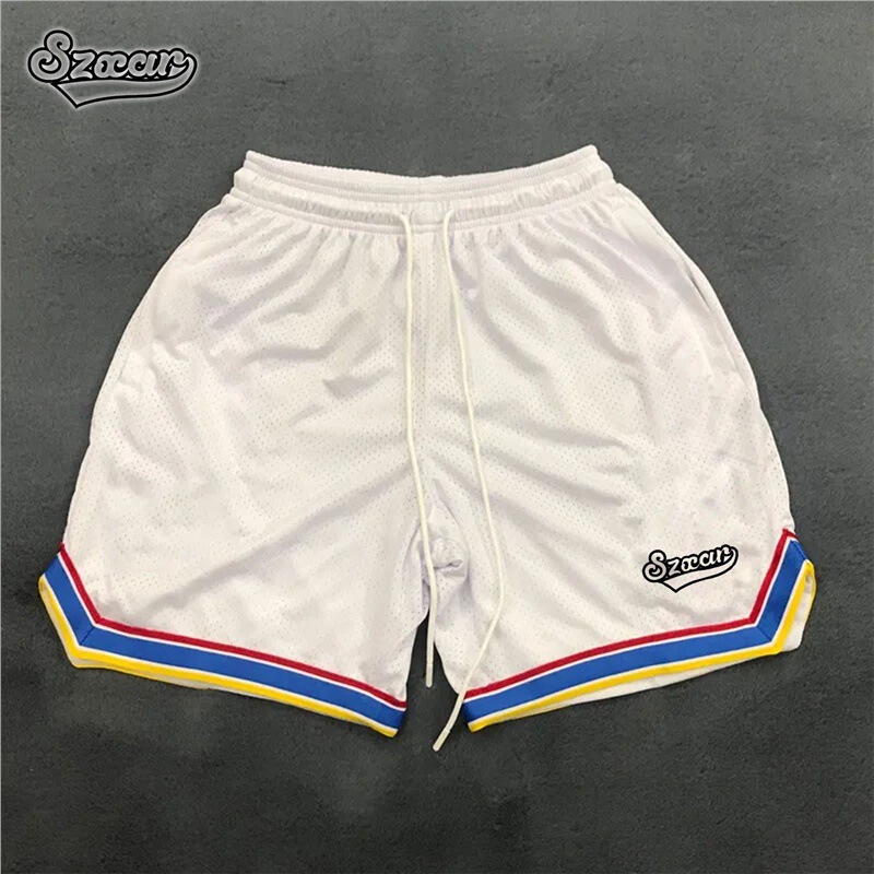 Szxar Sports American Basketball Shorts Summer Fitness Training Loose Quick-Drying Breathable Mesh Quarter Pants for Men