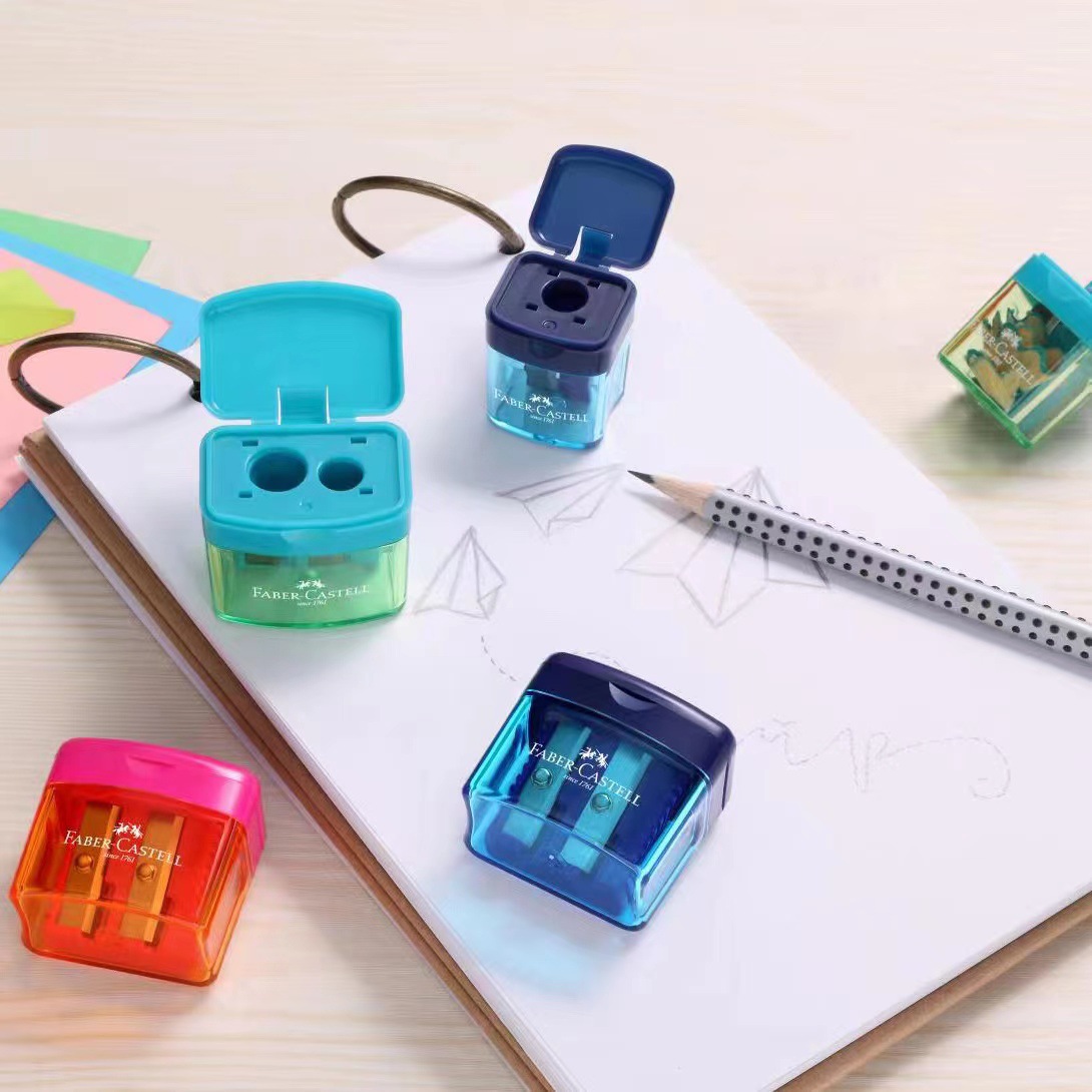 Huibaijia doble agujero sacapuntas 3829 Sacapuntas de lápiz Flip basura pequeño sacapuntas portátil para estudiantes